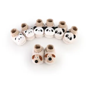 Winter Warme Pluche Baby Loopstoeltje Schoenen Leuke Cartoon Panda Hond Zachte Zool Baby Eerste Wandelaar Schoenen Voor Pasgeborenen