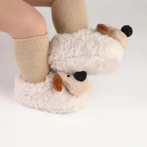 Soft plush animal baby floor socks with ribbed knit cuffs for newborn winter warmth