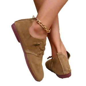 Ζεστά γυναικεία loafers από σουέτ καμήλας για το φθινόπωρο και το χειμώνα με κόκκινη σόλα
