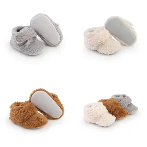 Baby Toddler Shoes Winter Warm Plus Velvet Coral Fleece Soft Sole Anti-slip Velcro Infant Boys Girls Indoor Cotton Shoes