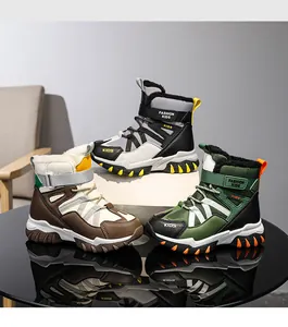 Outdoor winter snow boots for boys available in green, grey, and brown colorways