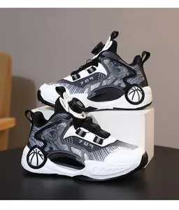 Chaussures de basket professionnelles pour garçons avec maille respirante et boucle