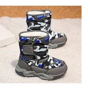 Bottes de neige montantes camouflage pour enfants avec doublure chaude et douce