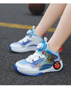 Chaussures de basket pro pour garçons avec mesh respirant et lacet rotatif