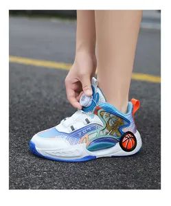 Chaussure de basket pro pour enfants avec maille respirante et système de laçage à cadran