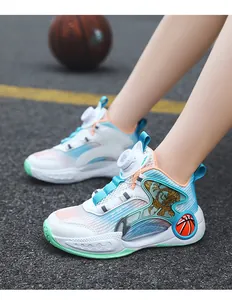 Chaussures de basket pour enfants respirantes avec tige en mesh et cadran rotatif