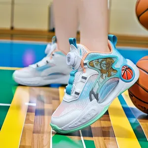 Chaussures de basket pour garçons avec maille respirante et système de fermeture à cadran
