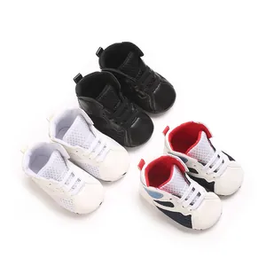 Infant Baby First Walker Shoes Breathable Mesh PU Leather High Top Sneakers Soft Sole Anti-Slip Casual Sport Shoes For Toddlers Boys Girls