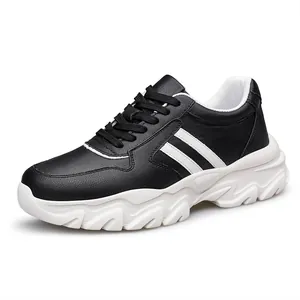 Black and white chunky platform sneakers with 6cm height increase for men and women