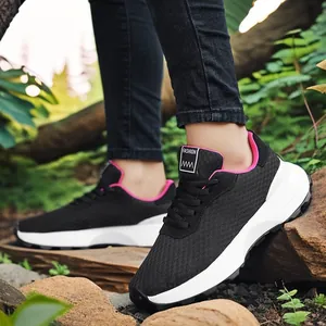 Teen Girls Mesh Breathable Sneakers 2024 Autumn New Arrival Casual Outdoor Sports Shoes Thick Sole Lace Up Running Shoes
