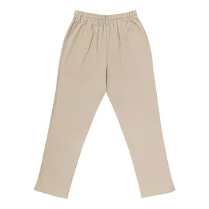 Pantaloni da uomo in lino beige a gamba dritta con comoda vita elasticizzata
