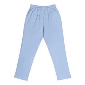 Vista completa dei pantaloni in lino azzurro traspirante per uomo per lo stile estivo