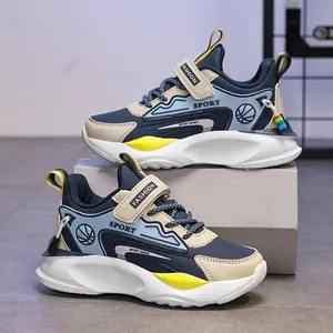 Modische Kinder-Sportschuhe mit Lederobermaterial und Klettverschluss zum Laufen