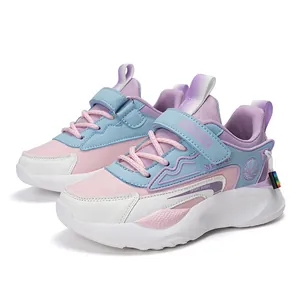 Stilvolle Kinder-Sneaker aus Leder in Rosa und Blau für trendiges Laufen und Freizeit