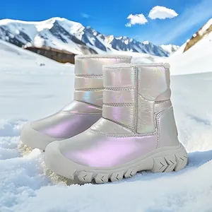 Stivali da neve iridescenti per bambini con fodera imbottita e suole antiscivolo