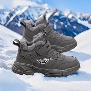 Botas de nieve para niños con forro de piel cálida y suela antideslizante de invierno