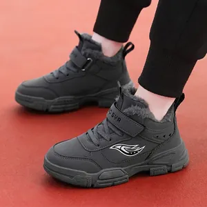 Botas de invierno cálidas con forro de piel para niños con suela antideslizante