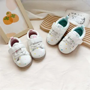 Toddler Baby Walking Shoes Japanese Style Star Heart Print Soft Sole Synthetic Leather First Walkers Velcro Casual Kids Shoes