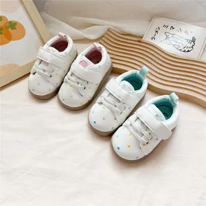 Toddler soft-sole walking shoes with colorful star and heart patterns for daily wear