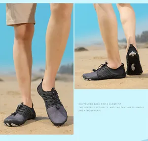 Detailed view of lightweight barefoot outdoor wading shoes for hiking and beach sports