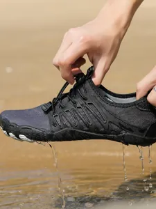 Breathable black barefoot water shoes with quick-dry drainage for outdoor hiking and surfing