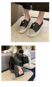 Chaussures plates pailletées noires pour femmes avec bout en strass et joli nœud