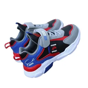 Boys waterproof multi-color sports running shoes for ages 4-15 with velcro straps