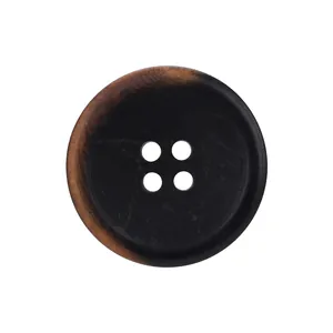 Φυσικό κουμπί από καρύδι tagua Νοτίου Αμερικής με 4 τρύπες, μαύρο και καφέ ξύλινο φινίρισμα