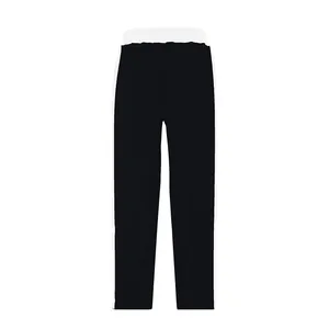 Vue complète du pantalon décontracté noir pour homme avec rayures latérales blanches