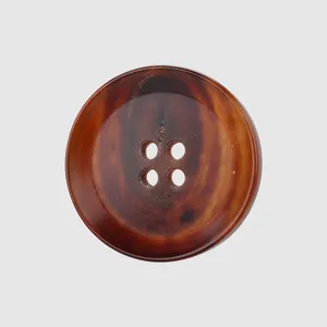 Premium natural buffalo horn button in brown tortoiseshell pattern for coats