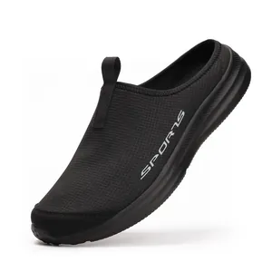 Muli sportivi neri traspiranti da uomo, scarpe da ginnastica casual e leggere