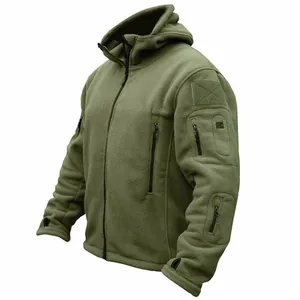 Veste polaire tactique pour hommes avec capuche de couleur vert olive très durable