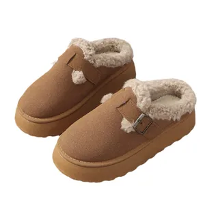 Zapatillas de invierno para mujer con plataforma y forro de pelo cálido