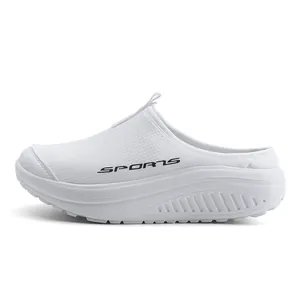 Zapatos mecedores de malla blanca para mujer con suelas gruesas y diseño transpirable