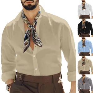 Détail visuel d'une chemise en lin pour homme présentant divers coloris au choix