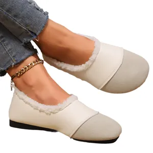 Warme Damen-Loafer mit Fleecefutter, runder Kappe und weichem Leder für den Winter.