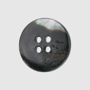 Premium Japanese imported black mother-of-pearl 4-hole round button for high-end garments