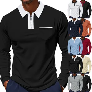 Detaillierte Collage mit verschiedenen Farben von langärmligen Herren-Polo-Zippershirts