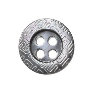 Bouton en nacre de Troca japonaise haut de gamme avec gravure géométrique pour chemise