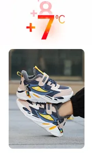 Detailed view of boys' winter running shoes featuring a thick and warm fleece lining