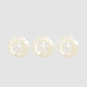 High-end Natural Trochus Shell Buttons For Shirts Round Pearl Luster Buttons Engraved Geometric Maze Pattern 4-Hole Shell Buttons For Luxury Clothes DIY Sewing Supplies