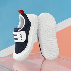 Stylish breathable blue and white toddler sneakers with non-slip rubber soles for kids