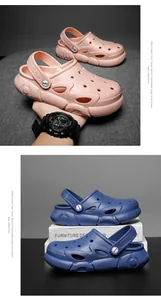 Dettaglio dei sabot antiscivolo rosa e blu per bambini con cinturino sul tallone