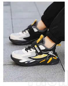 Comode sneakers invernali per bambini con fodera in pile e accenti gialli per ragazzi