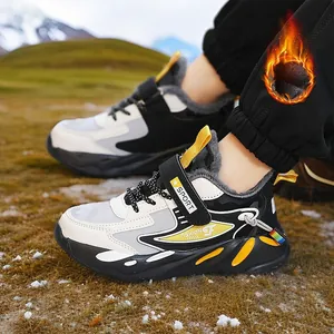 Scarpe da Corsa Invernali per Ragazzi Foderate in Pile Sneakers Calde Antiscivolo Hook Loop Scarpe Sportive da Esterno per Bambini Calzature Comode