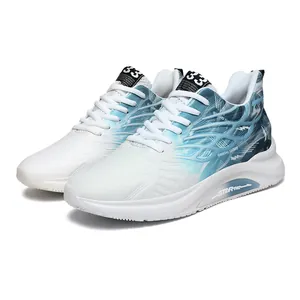 Lichtgewicht heren hardloopschoenen met 6cm verhoging in blauw verloop en ademend mesh