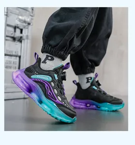 Baskets de sport tendance pour garçons avec tige en cuir et système de boucle
