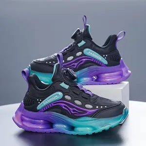 Baskets de Mode pour Garçons 2024 Automne Hiver Chaussures de Course Enfants avec Fermeture à Molette Cuir Synthétique Semelle Épaisse