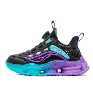 Baskets de sport tendance pour garçons avec semelle dégradée violette et bleu sarcelle