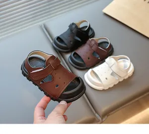 Close-up of toddler summer sandals in multiple colors with soft non-slip soles